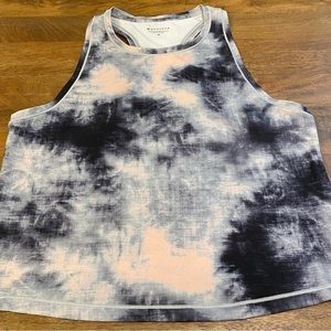 Athleta Racerback Tie-dye Crop Tank, pink and black size medium